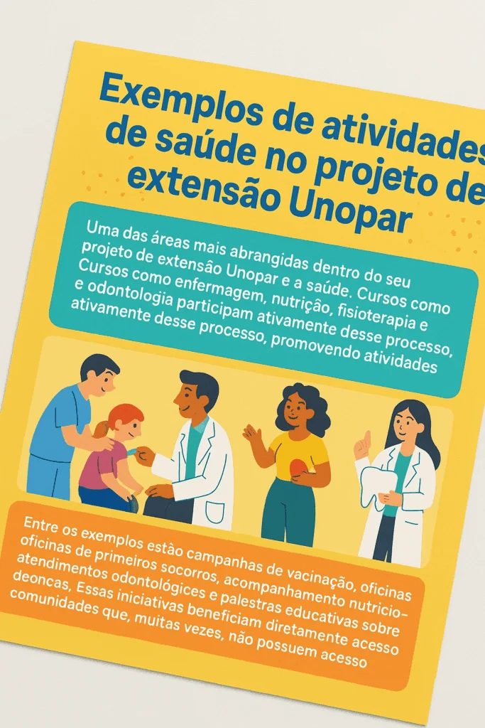 Exemplos de atividades de saúde no projeto de extensão Unopar