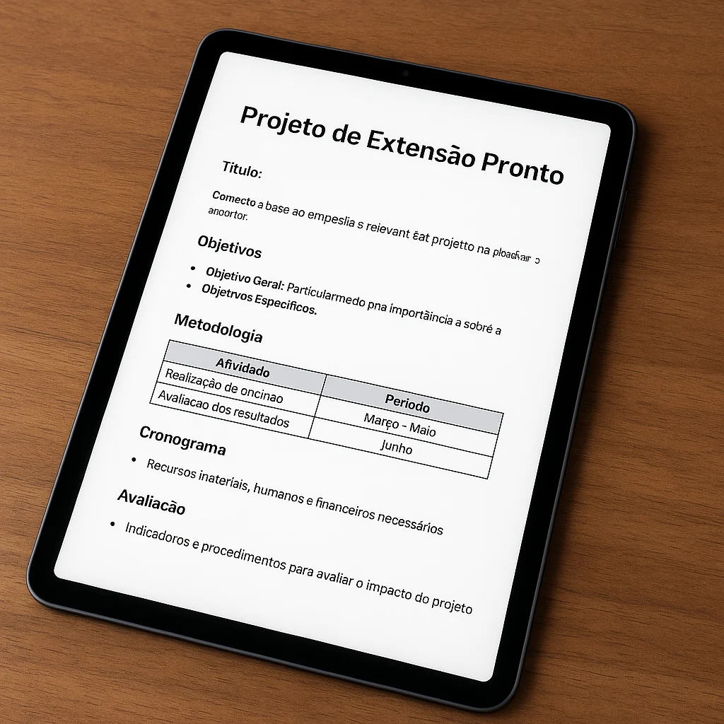 Mockup ilustrativo de um Projeto de Extensão Pronto PDF